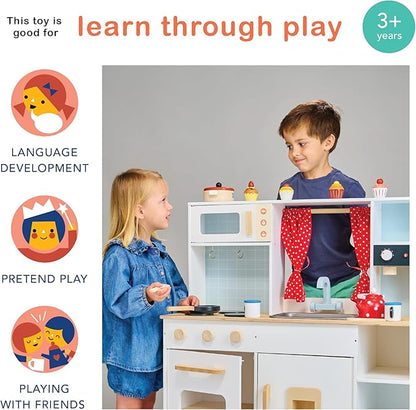 Mentari Toys - Teatime Cupcake Set - 4pc Wooden Cupcake Play Food Set - Pretend Play Kitchen and Market Food Accessories - Encourages Role Play and Develops Social Skills - Gift for Toddlers - Age 3+