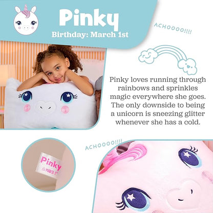 Saint Eve Kids Pillow Pals - Cute & Super Soft Animal Friends Decorative Fluffy Pillow Covers for Girls and Boys & Toddlers Beds, Playroom and Nap Time, Sensory Toys for Kids, Pinky the Unicorn