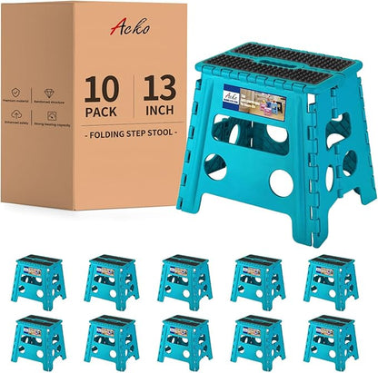 ACKO Folding Step Stool - 13" Premium Heavy Duty Foldable Stool for Adults, Kitchen Garden Bathroom Stepping Stool (10 Pack)