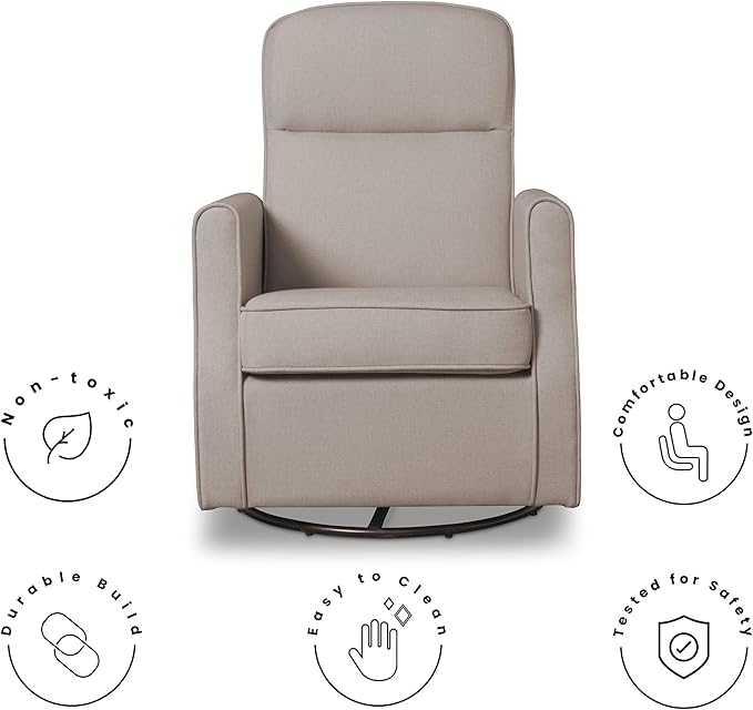 Delta Children Blair Slim Nursery Glider Swivel Rocker Chair, Taupe