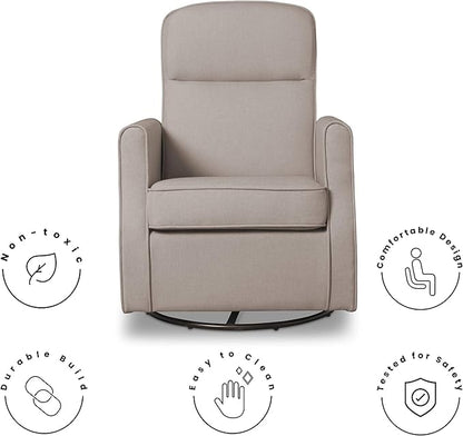 Delta Children Blair Slim Nursery Glider Swivel Rocker Chair, Taupe