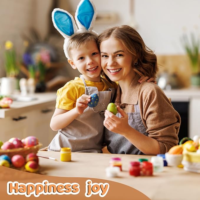 Large White Wooden Eggs,3.1x2.3 inches 4 Count Wooden Eggs in Carton for Painting, Crafts, and Dyeing, Food Toys for Kitchen Play and Room Decor