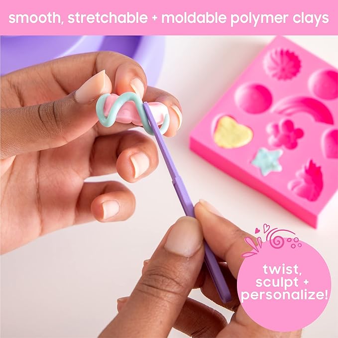 Just My Style Chunky Rings Clay Ring Maker, Make Your Own Clay Jewelry, Great for Birthday Parties, Play Dates, Sleepover Activity, Perfect for Jewelry Lovers Ages 6, 7, 8, 9, Multi