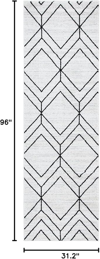 SAFAVIEH Adirondack Collection Runner Rug - 2'6" x 8', Ivory & Black, Modern Geometric Design, Non-Shedding & Easy Care, Ideal for High Traffic Areas in Living Room, Bedroom (ADR241A)