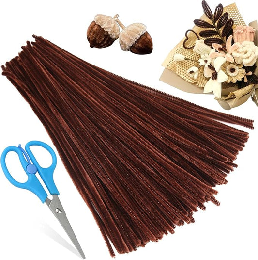 100Pcs Pipe Cleaners, Pipe Cleaners Craft, Creative Craft Pipe Cleaners for Festivals Flower Making, Chenille Stems Crafting Pipe Cleaners Craft Supplies for DIY Decorations/Dark Brown