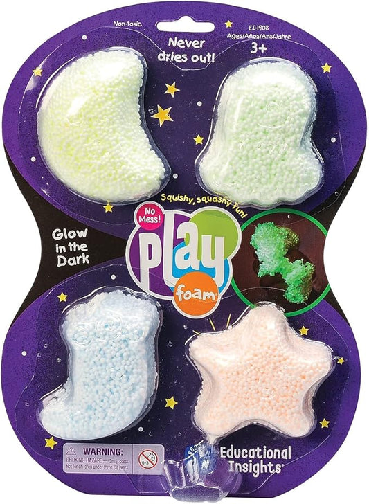 Educational Insights Playfoam Glow-In-The-Dark 4-Pack, Fidget & Sensory Toy, Gift for Boys & Girls, Ages 3+