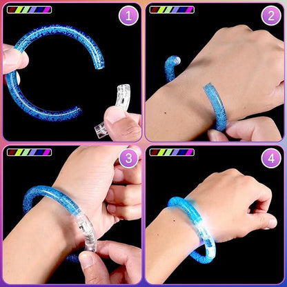 90 Pack Light up Bracelets,Glow Sticks Bracelets,6 Color LED Bracelets Glow In the Dark Party Supplies,Flashing Light Up Bracelet,Glow Bracelets for Birthday Concert Carnival Party Favors