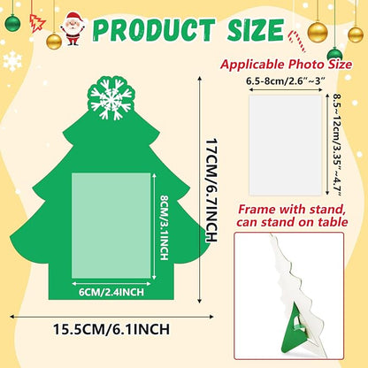 36 Packs Christmas Picture Frame Craft for Kids with Easel?DIY Christmas Tree Paper Art Crafts kit with Stand Holiday Xmas Photo Frames Bulks DIY Game Activity for Kindergarten Preschool Kids