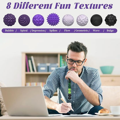 Silicone Magnetic Balls, Fidget Toys for Adults & Teens, 8PCS Stress Balls Sensory Toy, Quiet Magnet Desk Fidgets with Textured, ADHD Anxiety Relief Items, Fun Stocking Suffers Gifts