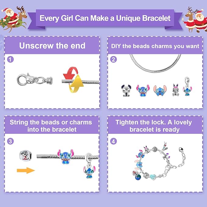 Manaror Charm Bracelet Making Kit,Jewelry Making Supplies Beads,Valentines Easter Crafts Gifts Set for Girls Kids Teens