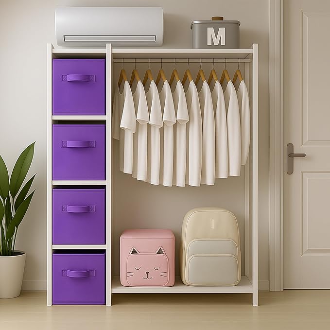 ShellKingdom Storage Bins, Foldable Fabric Storage Cubes And Cloth Storage Organizer Drawer For Closet And Toys, 2 Pack (Violet)