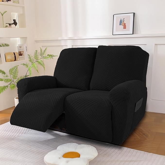 NORTHERN BROTHERS Recliner Loveseat Covers - Recliner Sofa Covers 2 Seater Loveseat Covers for Reclining Loveseat Recliner Cover, Black