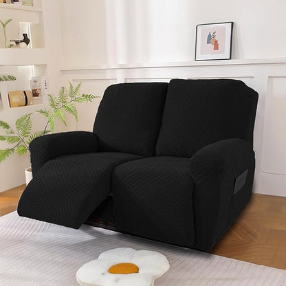 NORTHERN BROTHERS Recliner Loveseat Covers - Recliner Sofa Covers 2 Seater Loveseat Covers for Reclining Loveseat Recliner Cover, Black