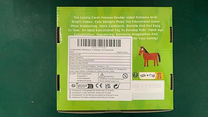 9 Pieces Kids Lacing Cards, Double Sided Sewing Cards in 9 Farm Themed Cards with 9 Colorful Laces, Imagination Development Lacing Toys Games for Children Educational and Learning Activity