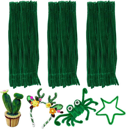 Green Pipe Cleaners, 300pcs Christmas Craft Supplies, Pipe Cleaners Craft Bulk, Chenille Stems, DIY Arts & Decorations