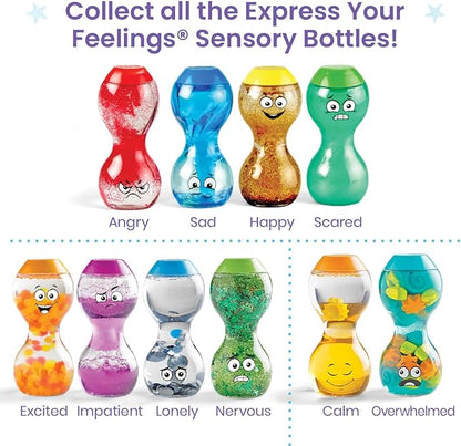 hand2mind Express Your Feelings Sensory Bottles- Primary Emotions, Toddler Sensory Toys, Quiet Fidget Toys, Play Therapy Toys, Calm Down Corner Supplies, Calming Corner, Social Emotional Learning