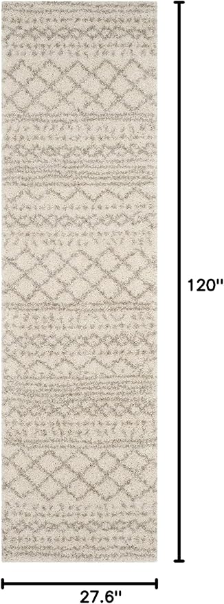 SAFAVIEH Arizona Shag Collection Runner Rug - 2'3" x 10', Ivory & Beige, Moroccan Design, Non-Shedding & Easy Care, 1.6-inch Thick Ideal for High Traffic Areas in Living Room, Bedroom (ASG741A)