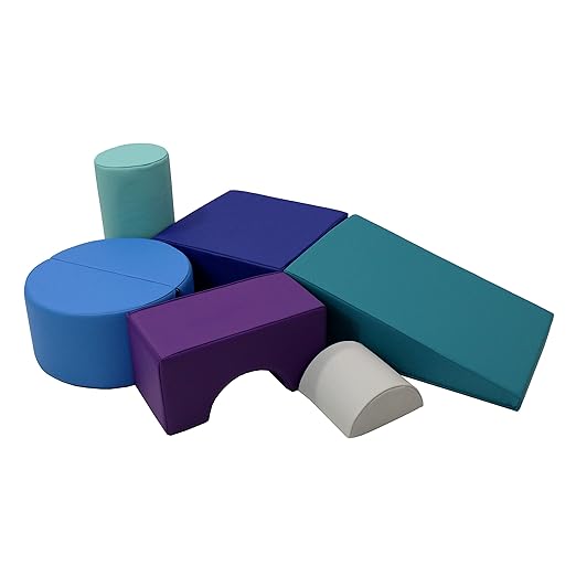 FDP Playtime and Climb Soft Play Set - 6-Piece Baby Climbing Blocks and Indoor Play Gym - Soft Play Climbing for Toddlers and Infants 10m+ (Contemporary/Purple)