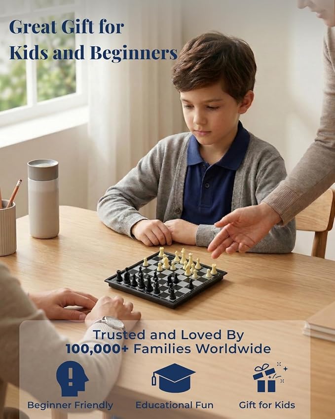 Travel Chess Set Magnetic Portable Folding Board - Small Mini Pocket Chess Set (X-Small / 5.9 Inch)