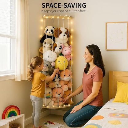 PUTSKA Nursery Furniture Hanging Organizer – Wall Mounted Stuffed Animal Storage for Baby Room, Corner Plush Collection Display & Nursery Organization System, Space-Saving Vertical Storage - Plain