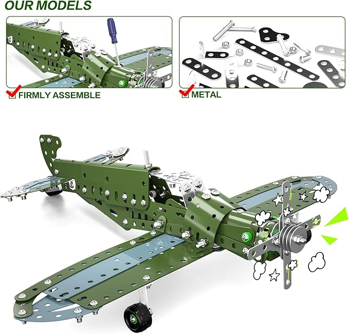 Lucky Doug Building Toys Model Airplane Set - DIY Building Stem Projects Toys for Kids Boys Ages 8-12, Assembly Science Toys for Model Fans
