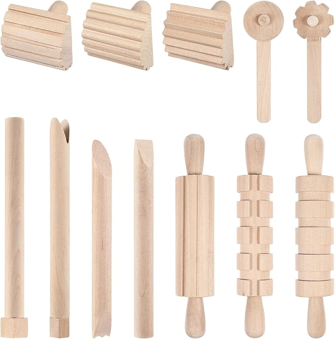 Toddmomy Wooden Clay Tool Set for Kids Toddlers, Clay Molding Tools for Pottery, Ceramics and Modeling Dough, Beginner-Friendly Art and Crafts Activities