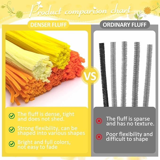 Peryiter 500 Pieces Pipe Cleaners Chenille Stems 12 Inch Craft Supplies Bulk for DIY Art and Craft Projects Creative Gift Wrapping Party Decorations(Orange,12 Inch)