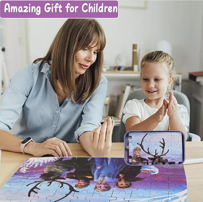 Princess Puzzles for Kids Ages 4-8 60 Pieces Puzzles for Kids Ages 3-5 Princess Puzzle for Girls and Boys Toys Jigsaw Puzzles in a Metal Box Educational Puzzles (Princess 0680)