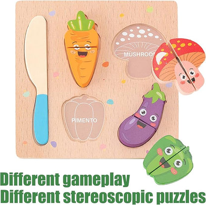 CUCOS Wooden Cutting Puzzles for Kids Ages 1-5 Years Old, Vegetable Toddler Puzzles, Learning Toys Educational Gift for Girls and Boys