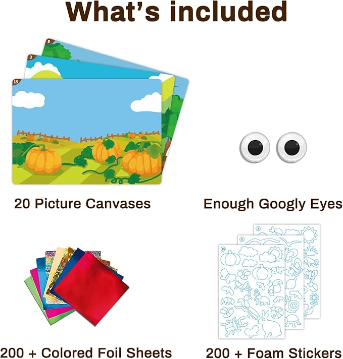 SOOVSY 200 Sheets Insect Foil Art Fun Kit for Kids, Foil Art for Kids Crafts Kit DIY Creative Activity Birthday Christmas Gift Travel Toys for 4 5 6 7 8 9 Years Old Kids Girls Boys