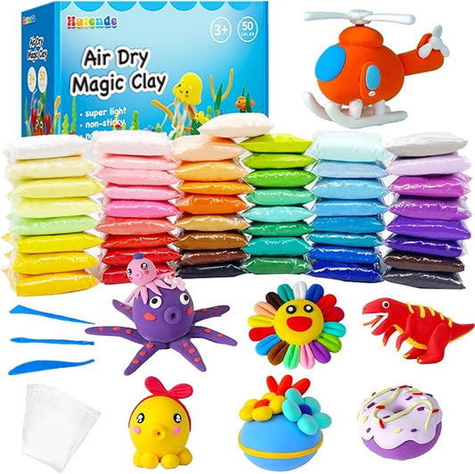 Modeling Clay Kit - 50 Colors Air Dry Magic Clay, DIY Molding Clay with Sculpting Tools, Soft & Ultra Light, Arts and Crafts Gift for Boys & Girls Age 3-12 Year Old