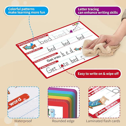 CVC Word Games Sentence Building for Kids, Handwriting Practice Writing to Learn Tracing Sight Words Phonics Flash Cards, Pre k Preschool Kindergarten Homeschool Learning Activities