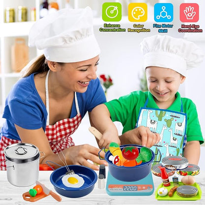 Pretend Play Kitchen Accessories Toys for Kids, Stainless Steel Play Pots and Pans Sets for Kids, Kids Kitchen Playset Accessories, Birthday Gift Toys for Girls Boys Ages 4 5 6 7 8