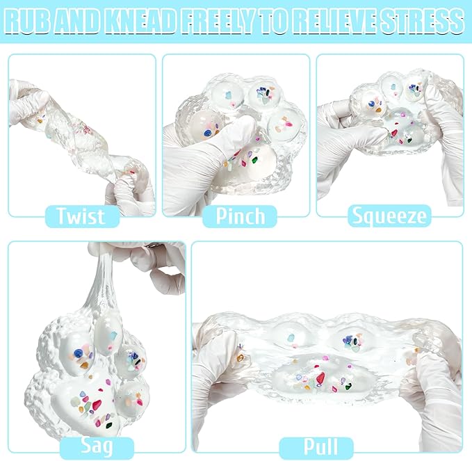 Big Taba Squishy Paw, 4.2in Clear Cat Paw Squeeze Toys, Cute Sticky Squishy Toy, Soft Stress Relief Fidget Sensory Toys, Executive Desk Toys & Party Favors for Kids & Adults