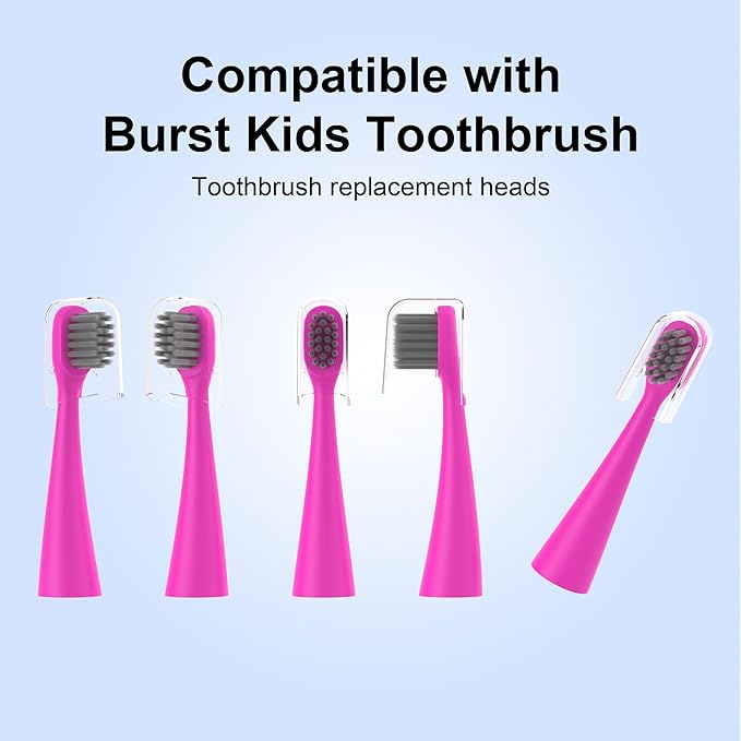 Replacement Toothbrush Heads 8 Pack for Burst Kids Electric Toothbrush, Blue and Pink