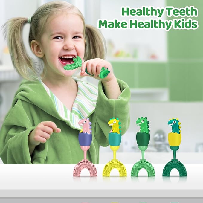 Toddler Toothbrush, U-Shaped Kids Toothbrush for 2-7 Years, Baby Toothbrush with Food Grade Soft Silicone, 360° Manual Whole Mouth Toothbrush for Kids