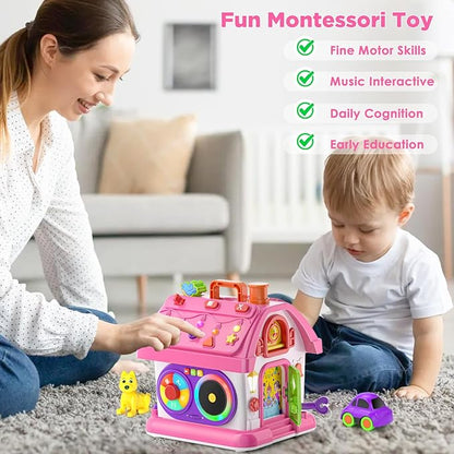 Vahome Musical Montessori Toys for 1 Year Old Girl Gifts, First Birthday Gifts for 1 Year Old Girl, Educational Baby Toy 12-18 Month Toddlers Ages 1-2 (Pink)