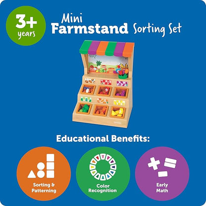 Learning Resources Mini Farmstand Sorting Set, Play Food, Play Kitchen, Sorting Toy, Kitchen Playset, Ages 3+