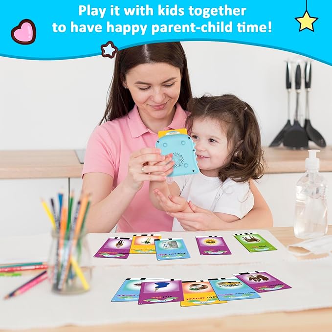 Spanish Flash Cards for Kids Toddlers 1-3, Bilingual Buddy Talking Flash Cards, Autism Sensory Learning Toys, Montessori Educational Speech Therapy Toys, Autism Learning Materials, Ideal Gift for Boys