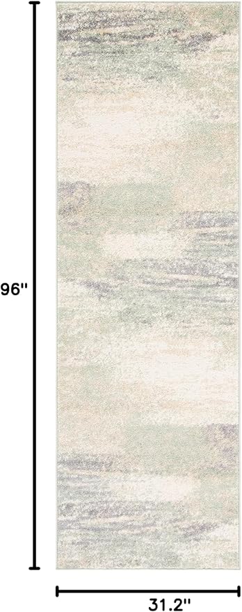 SAFAVIEH Adirondack Collection Runner Rug - 2'6" x 8', Ivory & Sage, Modern Abstract Design, Non-Shedding & Easy Care, Ideal for High Traffic Areas in Living Room, Bedroom (ADR112W)