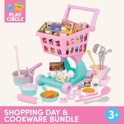 Battat- Play Circle- Shopping Cart & Grocery Set For Kids – Toy Food – Play Kitchen- Pretend Play- 3 years +