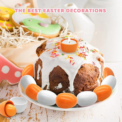 Newmemo Easter Wooden Eggs 6pcs Faux Fake Eggs Easter Decor Eggs Wooden Chicken Eggs Paintable Eggs for DIY Crafts Easter Egg Painting Chicken Coop Pretend Play Kitchen Toy Food Easter Basket Stuffers