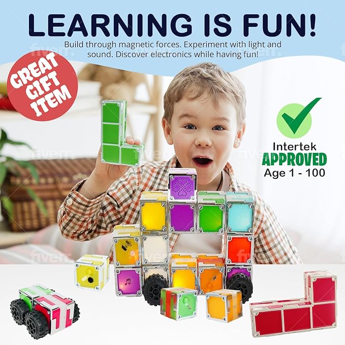 12 Magnetic Cubes for Kids Ages 1-100. Magnetic Building Blocks Set - Learning Toys for Toddlers 2-4 Years - Alphabet Learning & Education Toys - Versatile Building Blocks for Fun Play