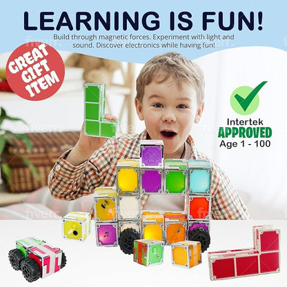 12 Magnetic Cubes for Kids Ages 1-100. Magnetic Building Blocks Set - Learning Toys for Toddlers 2-4 Years - Alphabet Learning & Education Toys - Versatile Building Blocks for Fun Play