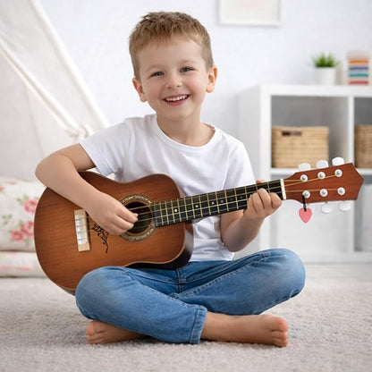 23" Acoustic Guitar, Kids 6 String Toy Guitar - Realistic Steel Strings - Beginner Practice First Musical Instrument for Children, Toddlers (Walnut)