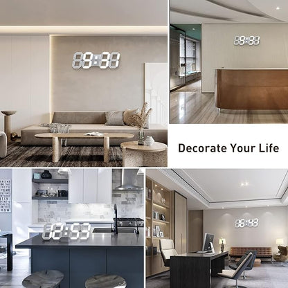 EDUP HOME 15" 3D LED Digital Wall Clock, Large Decor Wall Clock, 12/24H, Time/Date/Temperature Display, Adjust Brightness, Easy Read Time,for Office/Living Room/Meeting Room/Kitchen