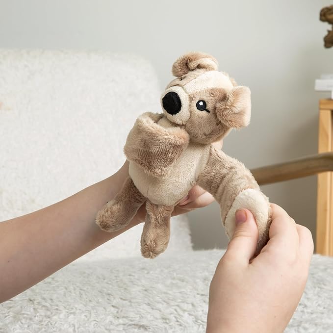 Hug Babies Cute Mini Plush Stuffed Animal Bracelet for Kids | Soft & Cuddly Portable Comfort Adorable On-The-Go Companion for Travel School & Adventures Ages 2+ (Charlie The Puppy)