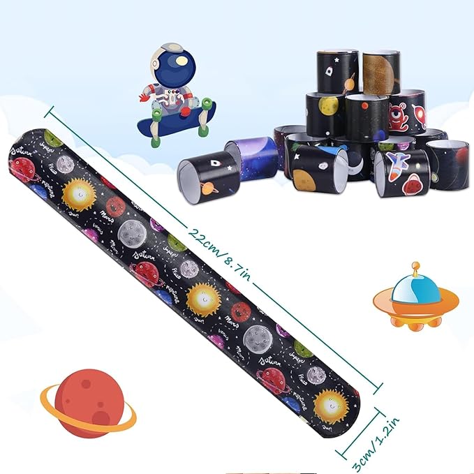 36 Pcs Space Slap Bracelets Party Favors, Wristbands with UFO Astronaut Space Stars Pattern Party Favors Supplies for kids&teens Gifts Teacher Classroom School Favors Prizes
