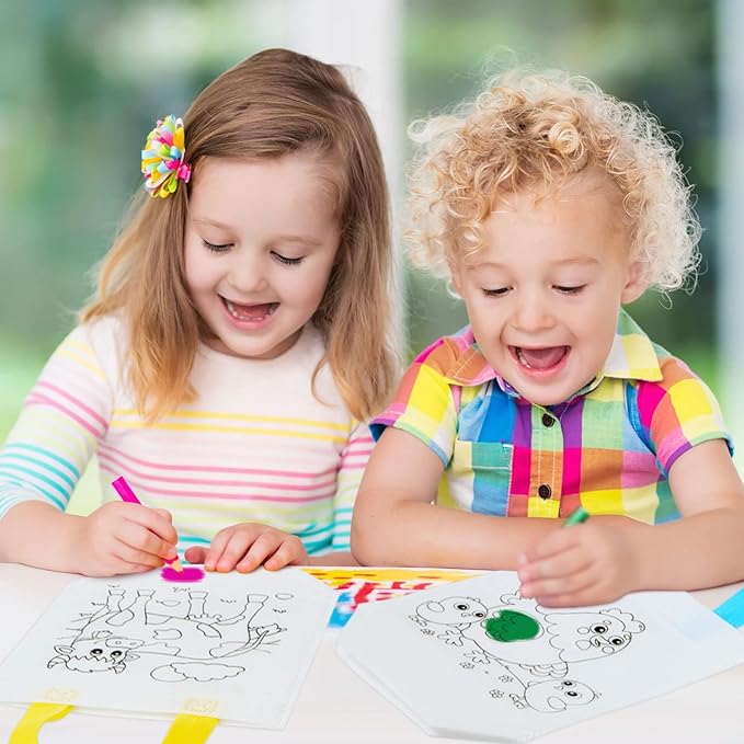 Kacctyen 45 Pcs Color Your Own Goodie Bags Reusable Farm Animals Art Party Favor Paint Bags for Farmhouse Theme Barnyard Birthday Graffiti Goodie Bags, 9 Styles