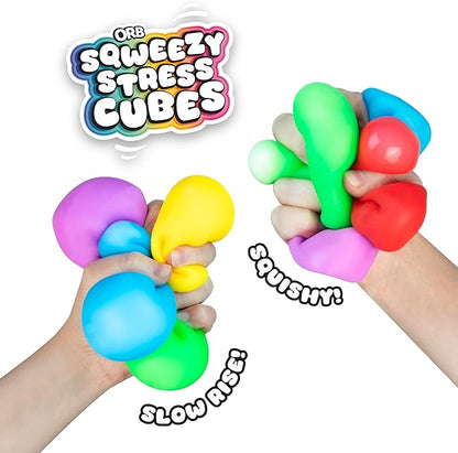 ORB 24 Pack Slow Rising Squishy Stress Cubes - Easy Sqweezy Squishy Cubes - Soft Dough Stress Balls and Fidgets for Anxiety and Stress Relief - Classroom Rewards, Party Favors for Kids, Teens, Adults